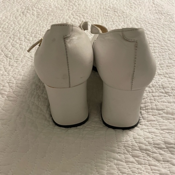 Womens Pierre Cardin White Block Heel Square Toe Retro Heels with Strap 7.5 - Picture 6 of 7
